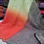 Premium Linen Mirror Embroidery Sarees