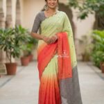 Premium Linen Mirror Work Sarees