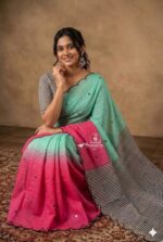 Premium Linen Mirror Work Sarees