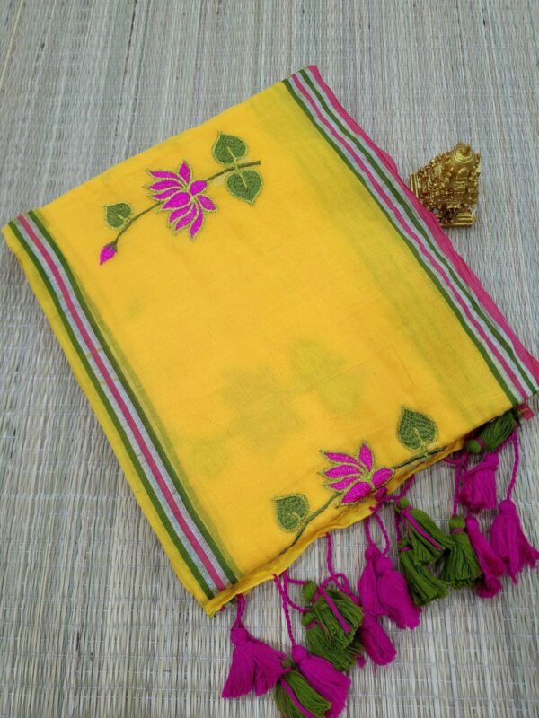 LOTUS EMBROIDERY MUL COTTON SAREES