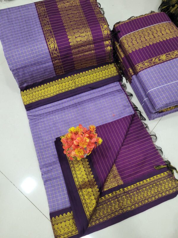Checked Kalyani cotton saree/Lata Gadwal Paithani