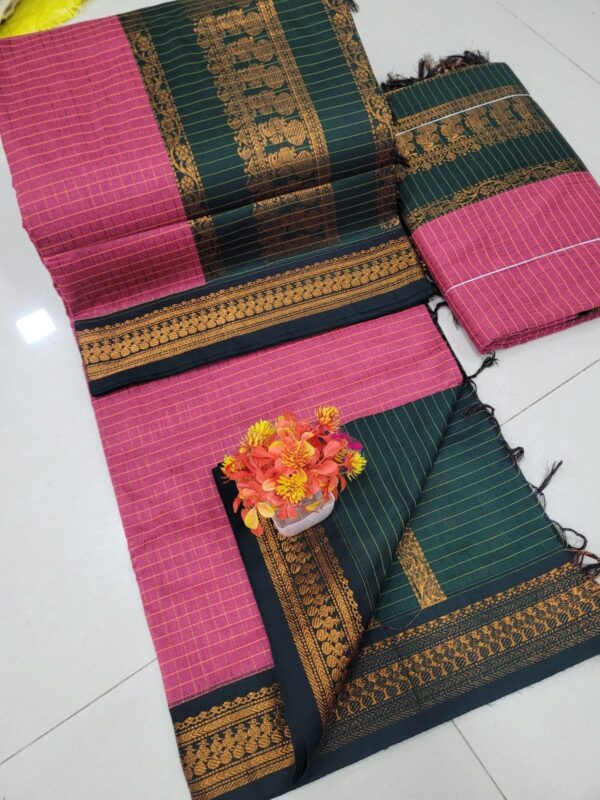 Checked Kalyani cotton saree/Lata Gadwal Paithani