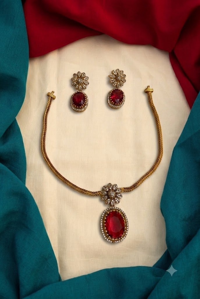 WhatsApp Image 2026-06-27 at 6.38.35 PM (1) Premium & Designer Wear Neck Piece with Earring Set - Image 1