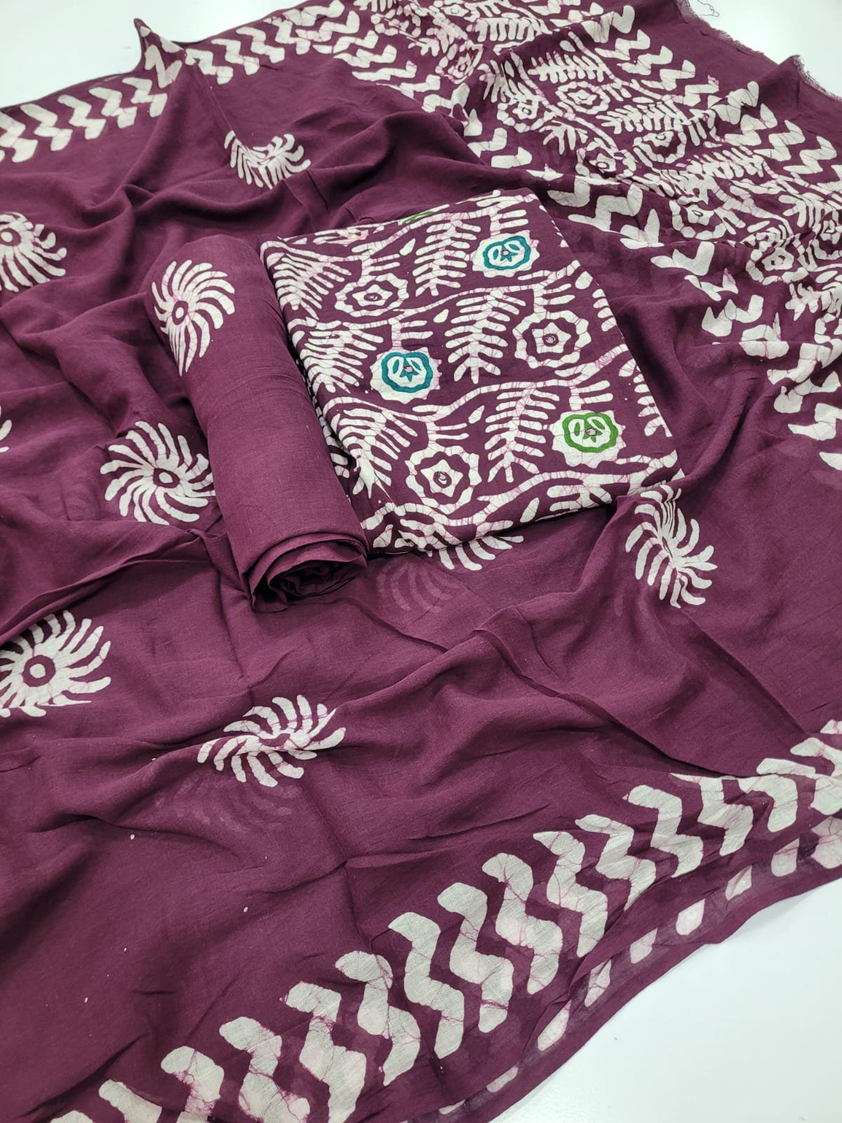 1000488292.jpg Branded Batik Printed Cotton Salwar Materials (Unstitched 3pcs) - Image 1