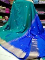 Vaibavam : Elite Kanchi Soft Silk- Peacock Green Dual Tone - Image 3