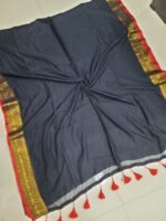 Premium Mul Cotton Sarees ( Black ) - Image 2