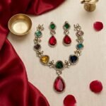Elite Multicolor stoned party wear neckpiece & earring set
