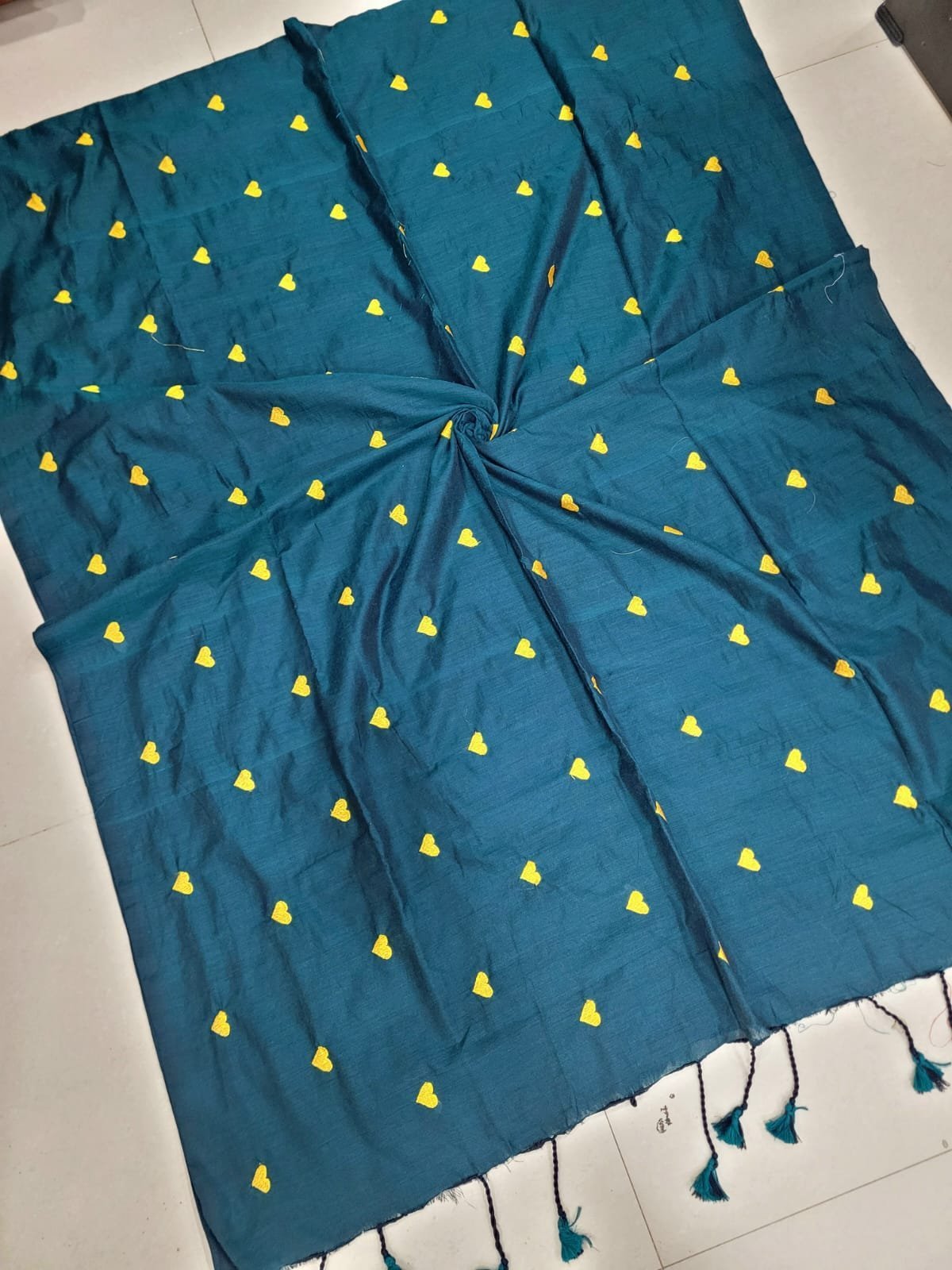 1005197411.jpg Love Embroidery Kadhi Cotton Sarees - Image 1
