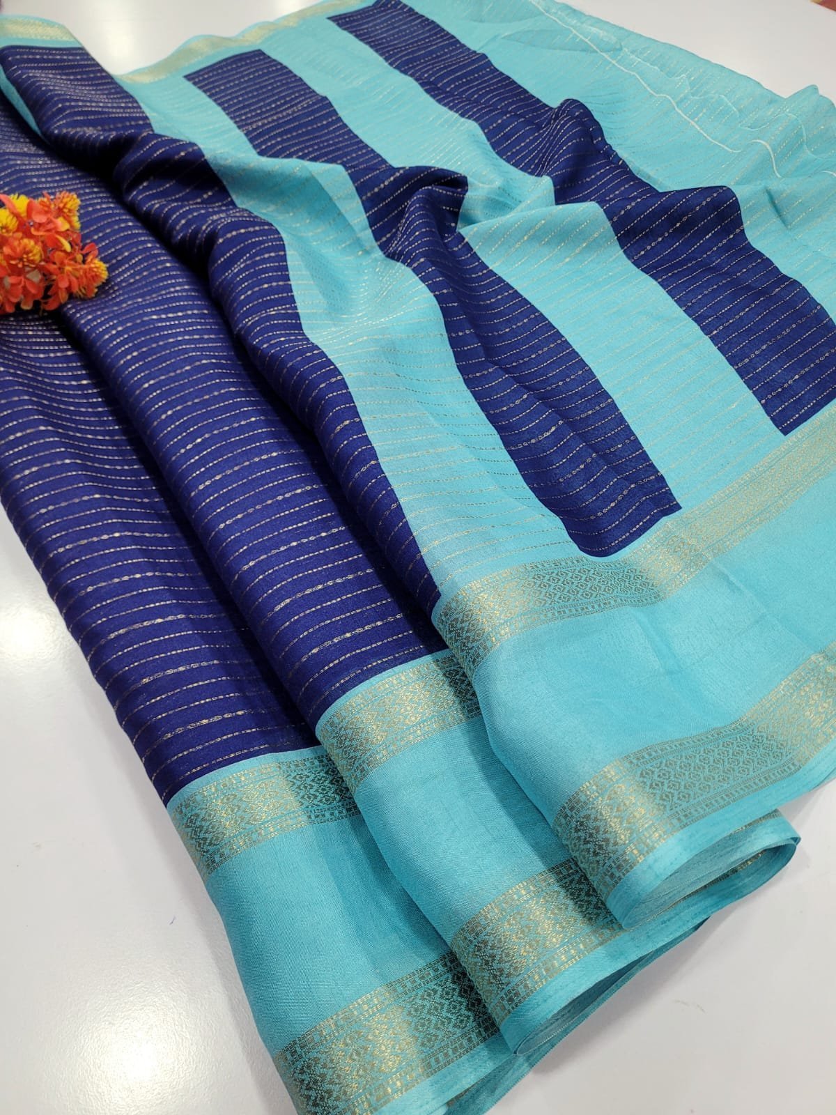 1005199610.jpg Premium Mysore Crepe Silk Sarees with Rettapetta border - Image 1