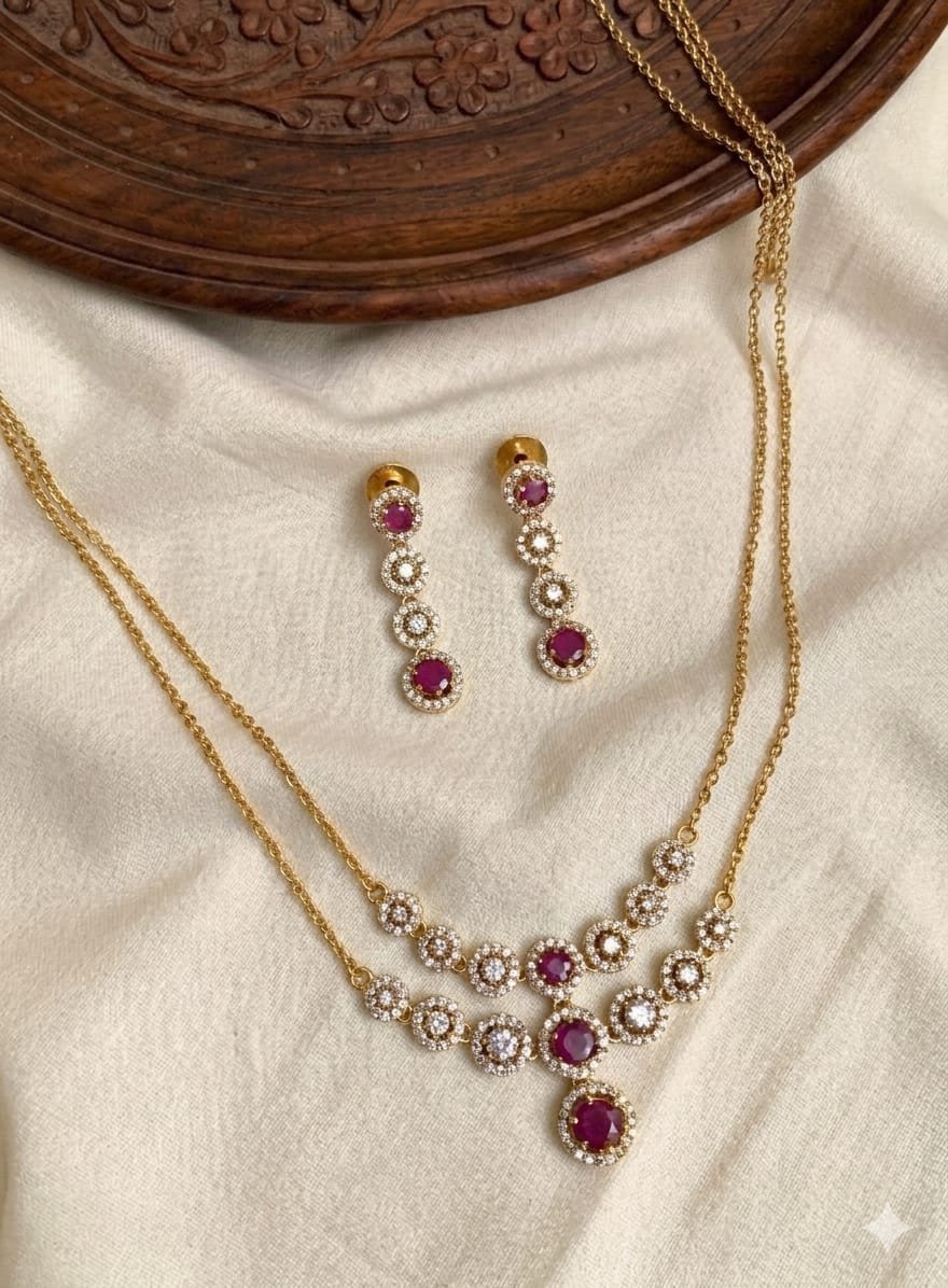 1005200918.jpg RUBY: Premium & Designer Wear Neck Piece with Earring Set - Image 1