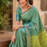 Elite Raw silk Sarees with Temple tower Design