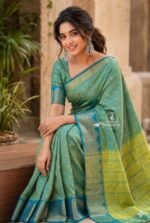 Elite Raw silk Sarees with Temple tower Design