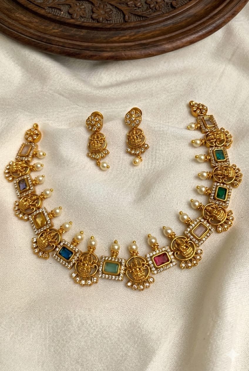 1005206092.jpg Premium & Designer Wear Neck Piece with Earring Set - Image 1