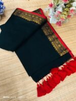 Premium Mul Cotton Sarees ( Black ) - Image 3