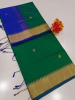 Vaibavam : Elite Kanchi Soft Silk- Peacock Green Dual Tone - Image 7