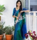 Vaibavam : Elite Kanchi Soft Silk- Peacock Green Dual Tone - Image 5