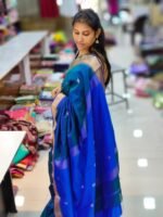 Vaibavam : Elite Kanchi Soft Silk- Peacock Blue Dual Tone - Image 3