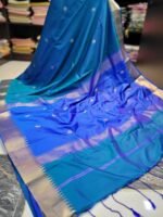 Vaibavam : Elite Kanchi Soft Silk- Peacock Blue Dual Tone - Image 5