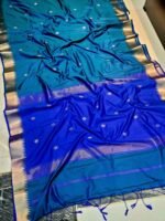 Vaibavam : Elite Kanchi Soft Silk- Peacock Blue Dual Tone - Image 6