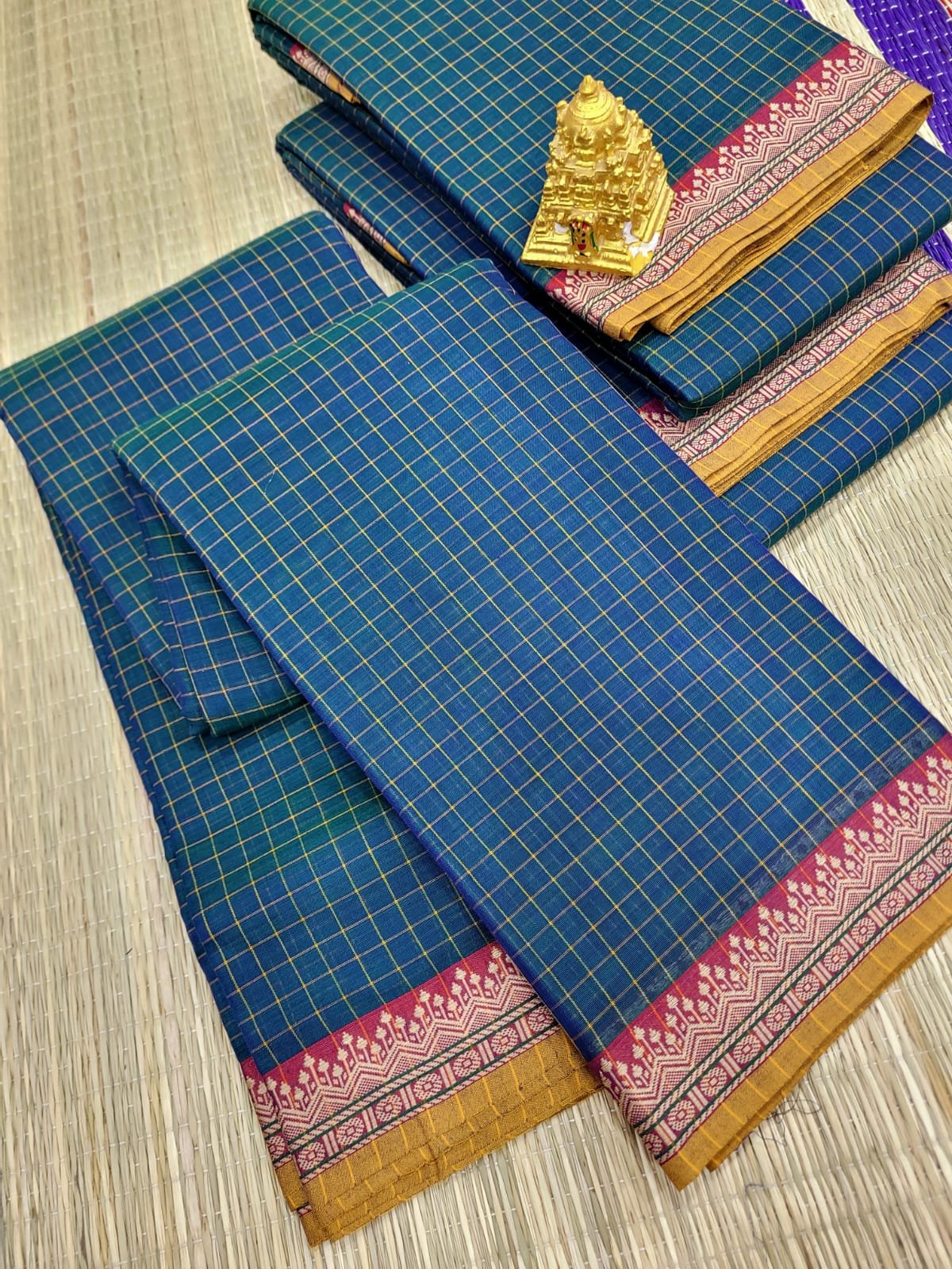 WhatsApp Image 2026-07-07 at 10.56.22 AM (2) Authentic Checked Narayanpet Cotton Sarees - Image 1