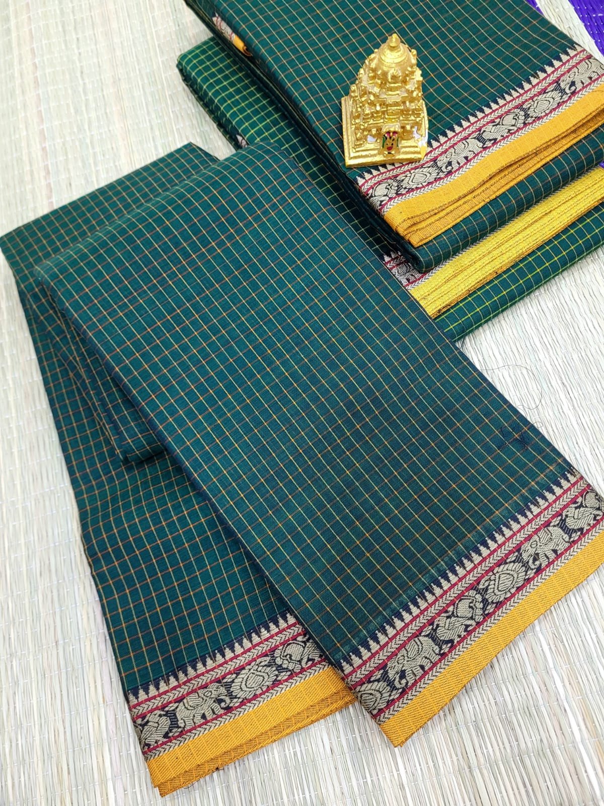 WhatsApp Image 2026-07-07 at 10.56.23 AM Authentic Checked Narayanpet Cotton Sarees - Image 1