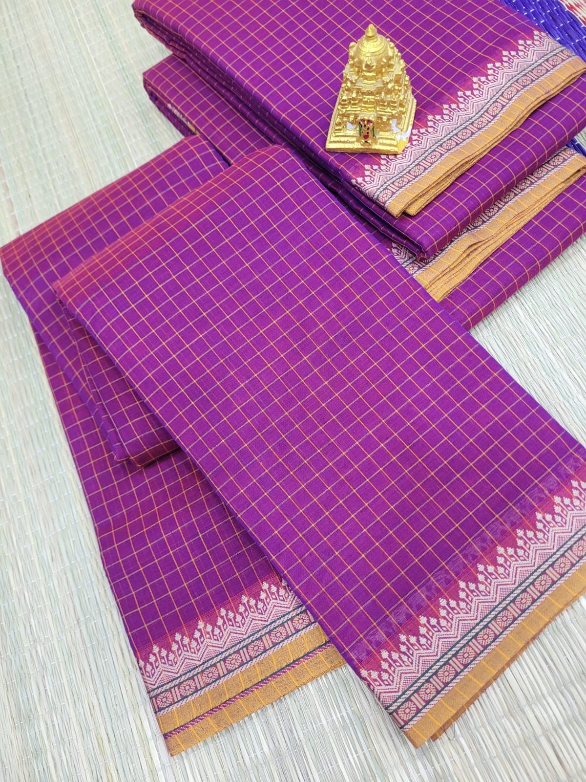 WhatsApp Image 2026-07-07 at 10.56.24 AM (1) Authentic Checked Narayanpet Cotton Sarees - Image 1