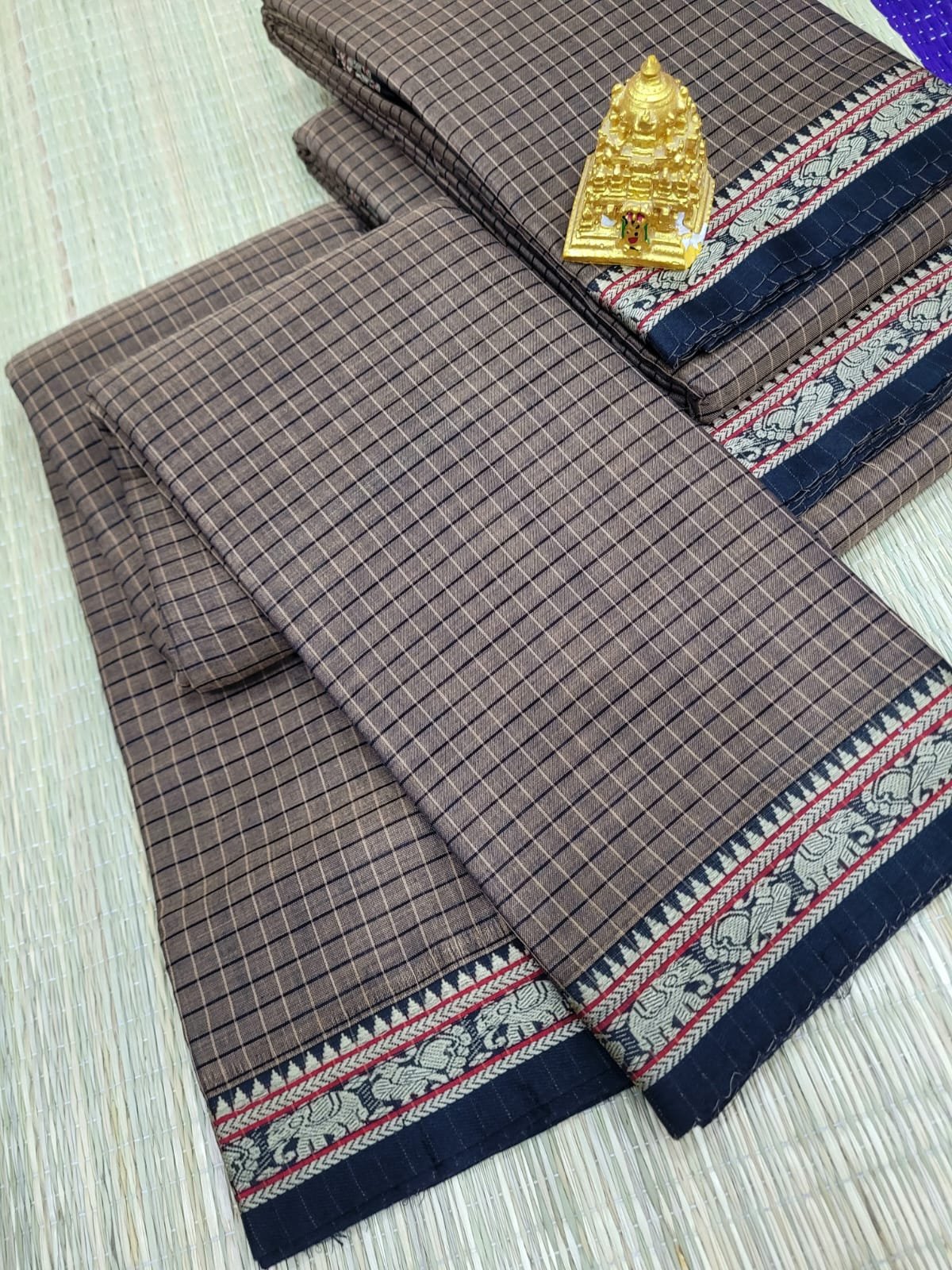 WhatsApp Image 2026-07-07 at 10.56.24 AM (3) Authentic Checked Narayanpet Cotton Sarees - Image 1