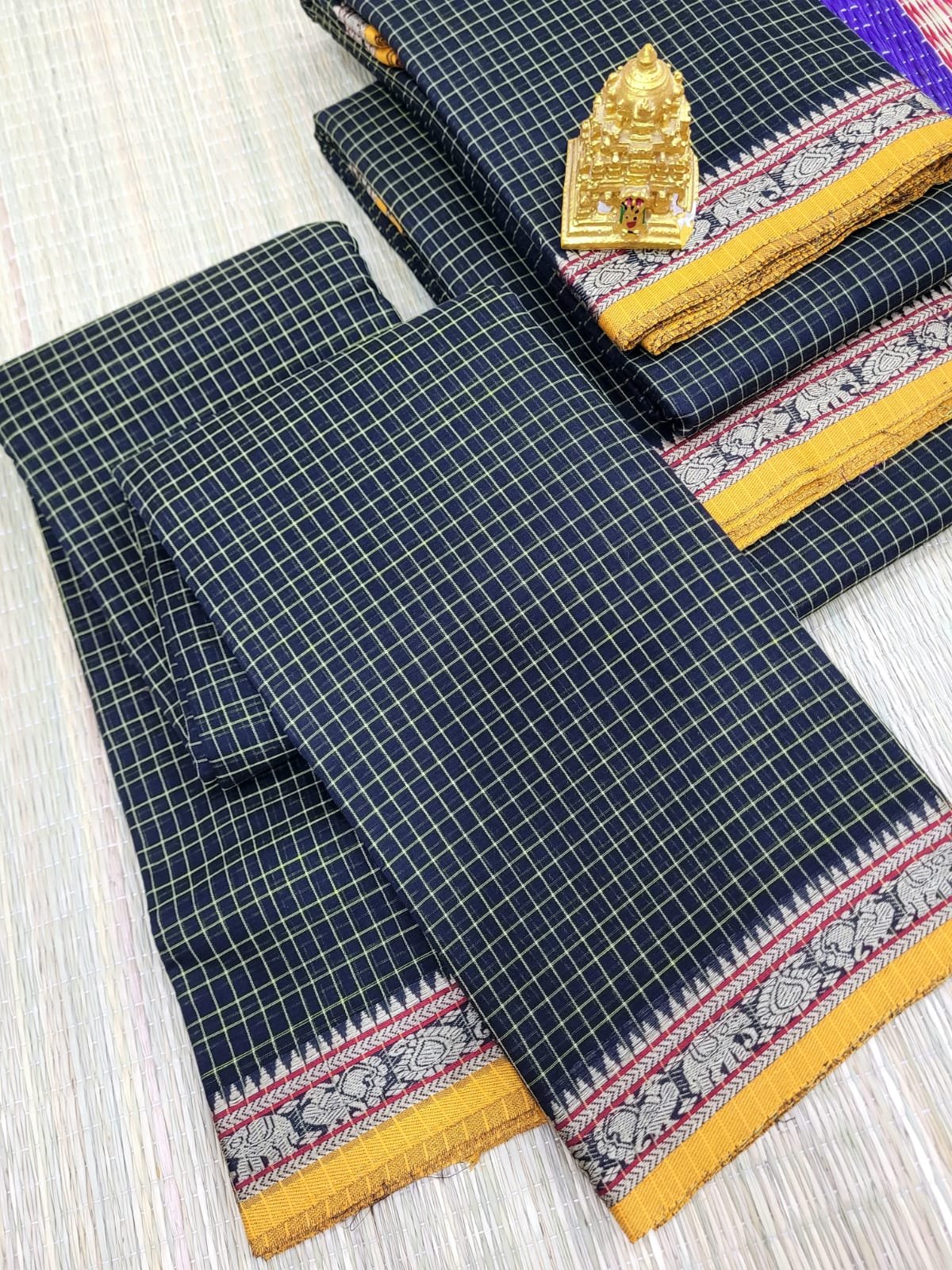 WhatsApp Image 2026-07-07 at 10.56.24 AM Authentic Checked Narayanpet Cotton Sarees - Image 1