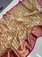 Floral Tissue Embroidery silk Sarees - Image 2