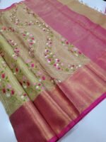 Floral Tissue Embroidery silk Sarees - Image 2