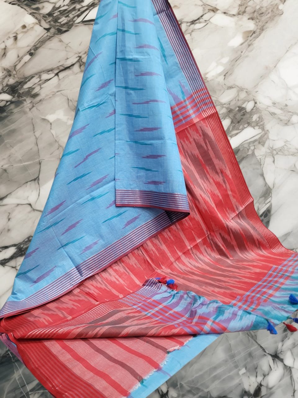 WhatsApp Image 2026-08-08 at 10.57.36 AM IKKAT LINEN COTTON SAREES - Image 1