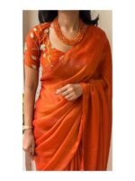 Aura: Designer pArty Wear Space Silk Saree + Sequence Work blouse