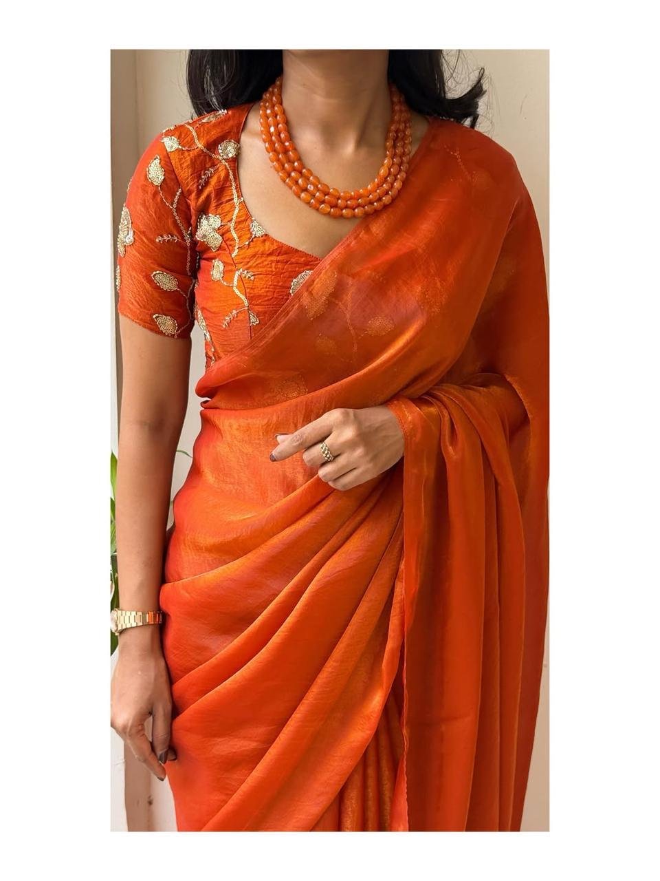WhatsApp Image 2026-08-08 at 7.13.44 PM (1) Aura: Designer pArty Wear Space Silk Saree + Sequence Work blouse - Image 1