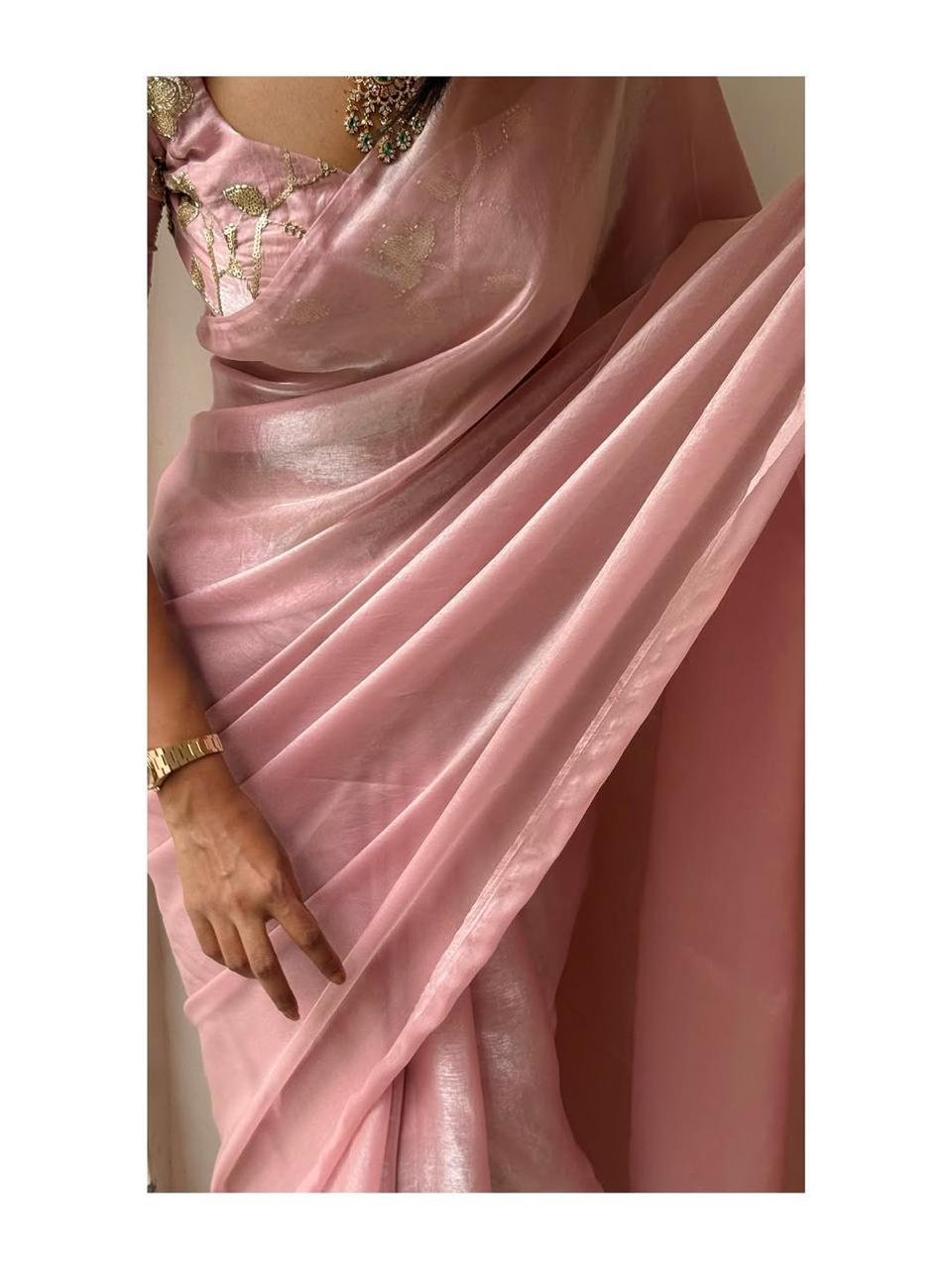 WhatsApp Image 2026-08-08 at 7.13.46 PM (3) Aura: Designer pArty Wear Space Silk Saree + Sequence Work blouse - Image 1