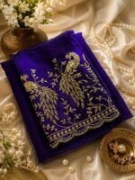 Aura: Designer pArty Wear Space Silk Saree + Sequence Work blouse - Image 2