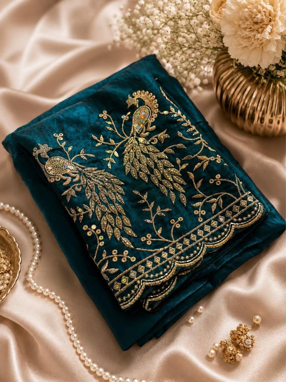 WhatsApp Image 2026-08-08 at 7.14.22 PM (5) Aura: Designer pArty Wear Space Silk Saree + Sequence Work blouse - Image 1