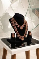 Traditional Kemp stone Lakshmi Choker, Haram & Earring Combo - Image 3