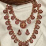 Traditional Kemp stone Lakshmi Choker, Haram & Earring Combo