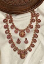 Traditional Kemp stone Lakshmi Choker, Haram & Earring Combo