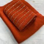 Aura: Designer pArty Wear Crush Silk Saree + Sequence Work blouse