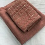 Aura: Designer pArty Wear Crush Silk Saree + Sequence Work blouse