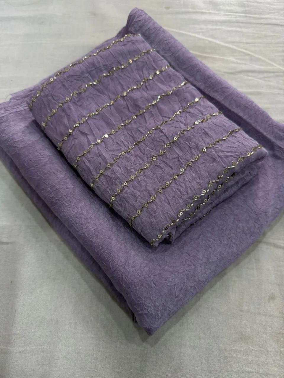 WhatsApp Image 2026-08-12 at 9.25.01 AM (3) Aura: Designer pArty Wear Crush Silk Saree + Sequence Work blouse - Image 1