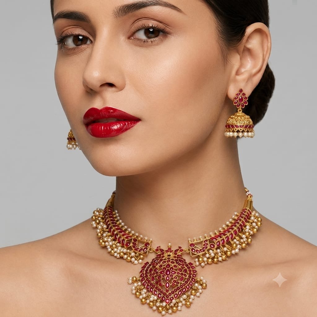 WhatsApp Image 2026-08-13 at 11.47.59 AM (2) Premium & Designer Wear Neck Piece with Earring Set - Image 1