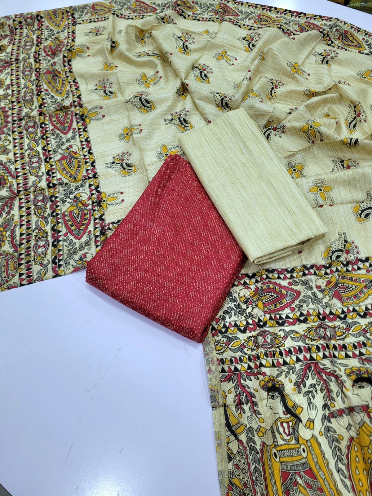 WhatsApp Image 2026-08-13 at 2.17.50 PM Authentic Madhubani Print 3 pcs Salwar Set - Image 1