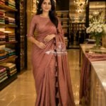 Aura: Designer pArty Wear Crush Silk Saree + Sequence Work blouse