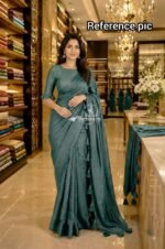 Aura: Designer pArty Wear Crush Silk Saree + Sequence Work blouse