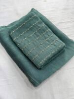 Aura: Designer pArty Wear Crush Silk Saree + Sequence Work blouse - Image 2