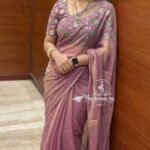 Aura: Designer pArty Wear Space Silk Saree + Sequence Work blouse