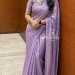Aura: Designer pArty Wear Space Silk Saree + Sequence Work blouse