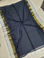 Premium Mul Cotton Sarees ( Black ) - Image 2